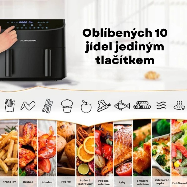 GourmetMaxx Dvoukomorová horkovzdušná fritéza 2 x 3,5 l 12459 (4)